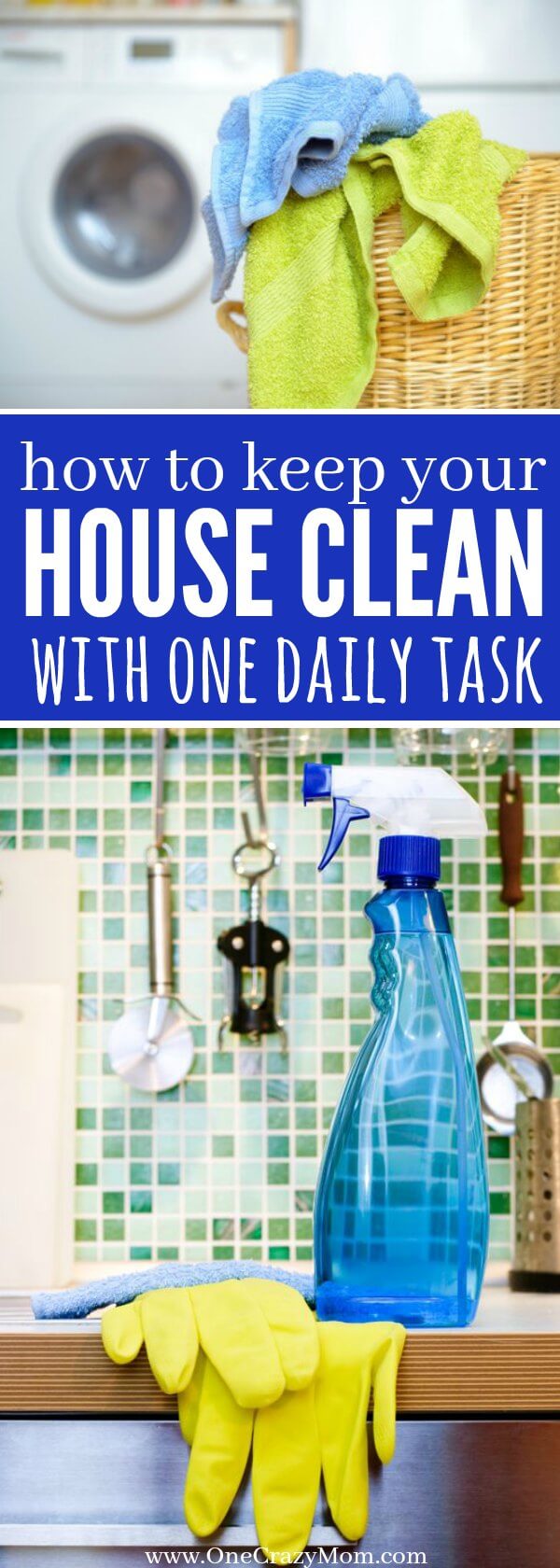 Learn how to keep your house clean with one daily task. No need to spend hours at a time cleaning once you know how to keep house clean and tidy daily. 