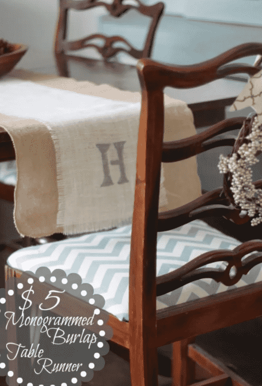 Monogrammed burlap runner.