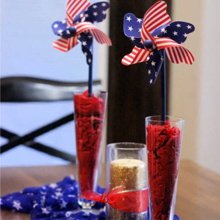 4th of July Centerpiece on table. 