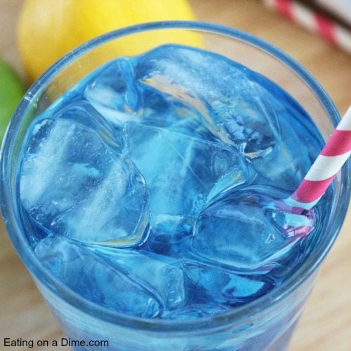 Ocean water with a straw. 