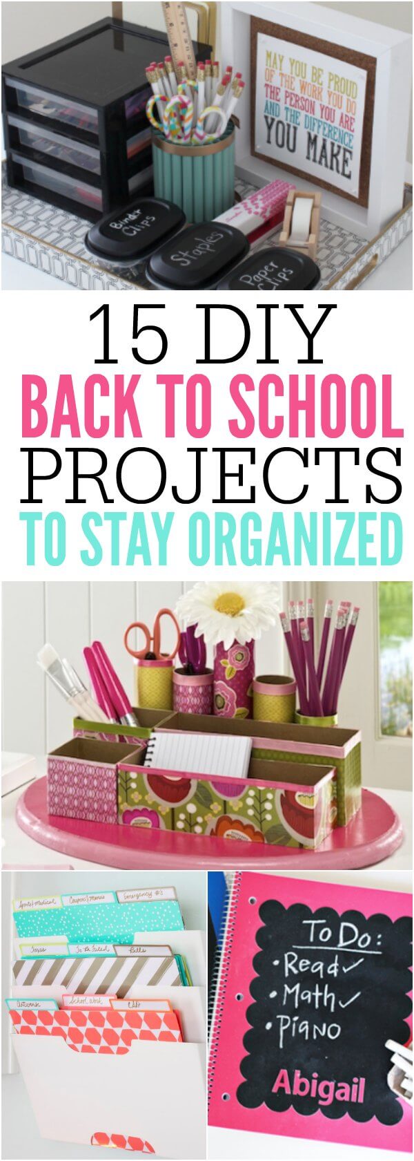 Here are 15 DIY back to school organization ideas to have a great school year! Streamline all the paperwork with these back to school diy organization ideas. Easy diy back to school ideas. 15 organization ideas for school.