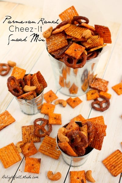 Chex Mix in bins.