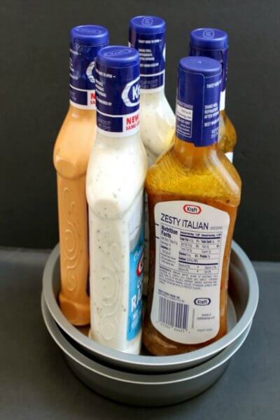 Lazy Susan with dressings.