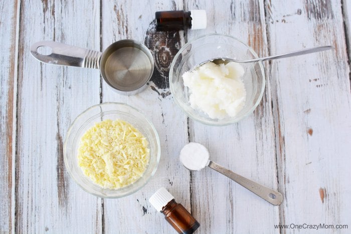 Ingredients for shaving cream. 
