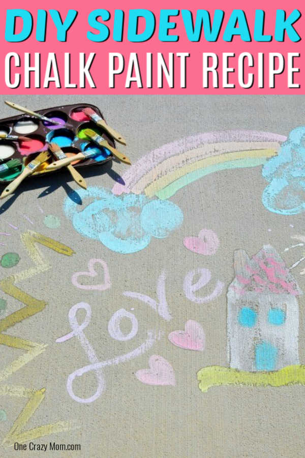 Make this fun and easy sidewalk chalk paint recipe 3 ingredients. The kids will love using sidewalk paint to create artwork. Once you learn how to make this DIY sidewalk chalk paint recipe, you won’t believe how easy it is to make this homemade recipe that is washable too! Learn how to make this paint today! #onecrazymom #sidewalkchalkpaint #DIYrecipes Make this fun and easy sidewalk chalk paint recipe 3 ingredients. The kids will love using sidewalk paint to create artwork. Once you learn how to make this DIY sidewalk chalk paint recipe, you won’t believe how easy it is to make this homemade recipe that is washable too! Learn how to make this paint today! #onecrazymom #sidewalkchalkpaint #DIYrecipes