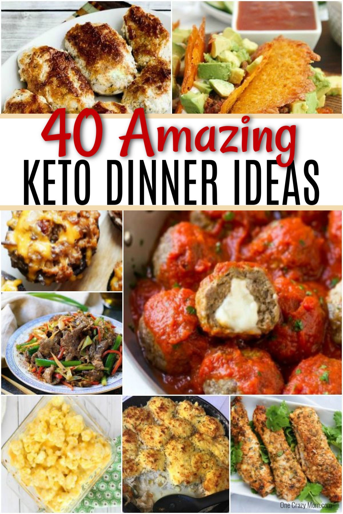 The Keto diet has been gaining attention lately which inspired me to share some simple Keto Dinner Ideas. We have a collection of 40 Keto Dinner Ideas that are easy and delicious. #onecrazymom #ketodinnerideas