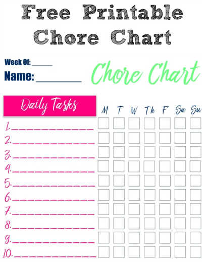 Chore List Chart Printables