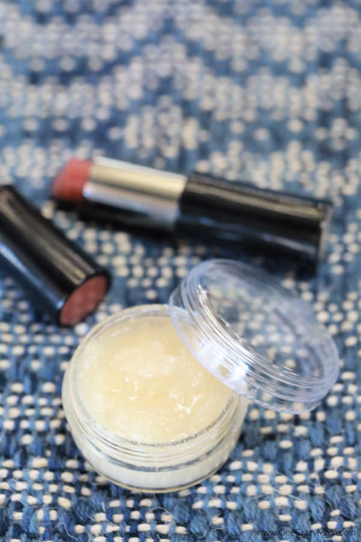 Make this easy DIY Lip Scrub that will leave your lips soft and exfoliated.  With only 4 ingredients, you can easily make this lip scrub recipe.
