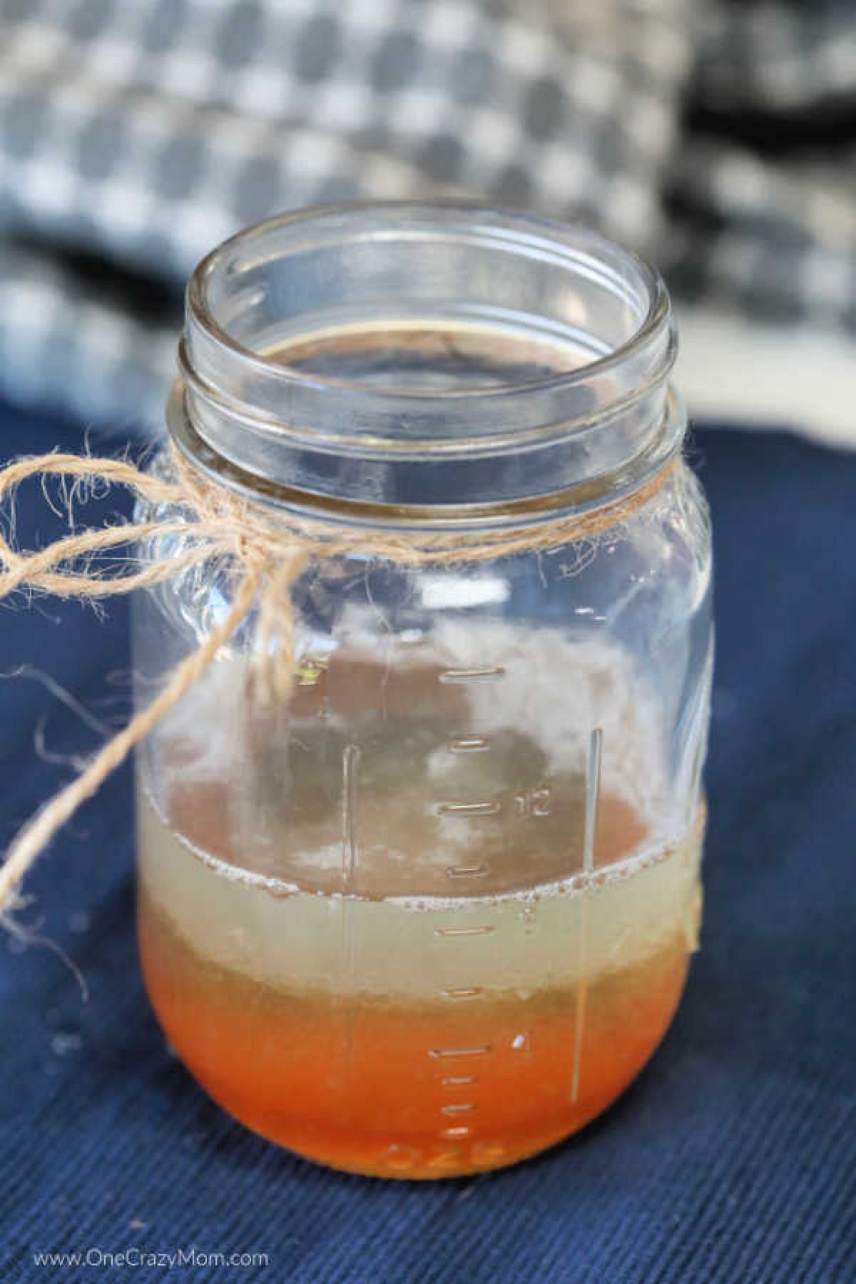 Jar with homemade body wash. 