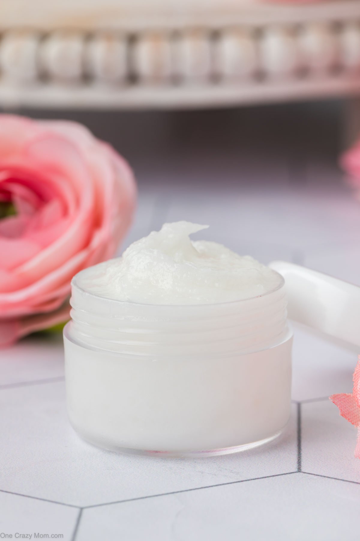 Jar of homemade eye cream. 
