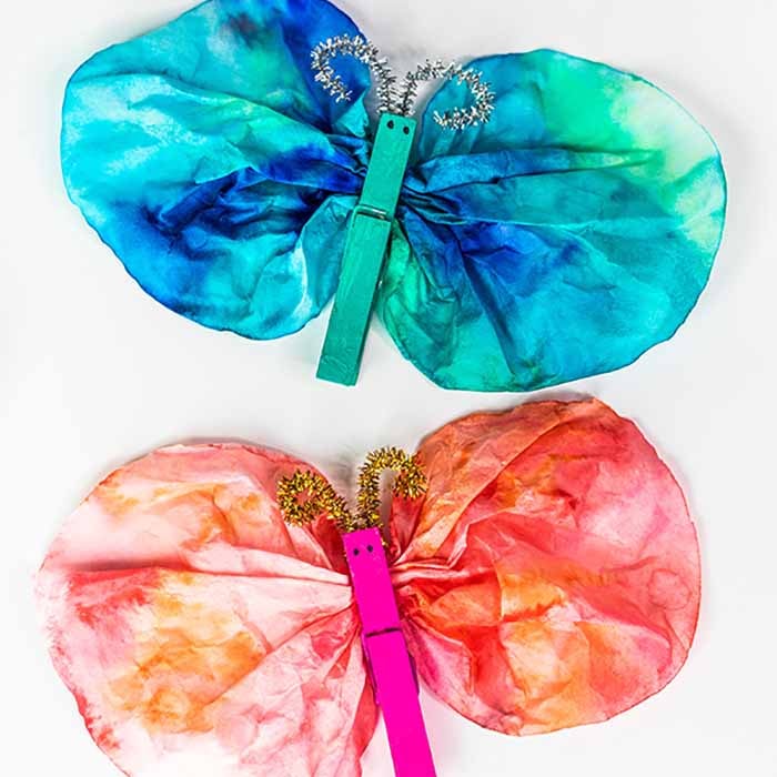 With just a few simple dollar store supplies, you can make a whimsical Clothespin Butterfly. It is the perfect craft to do with the kids and so easy.