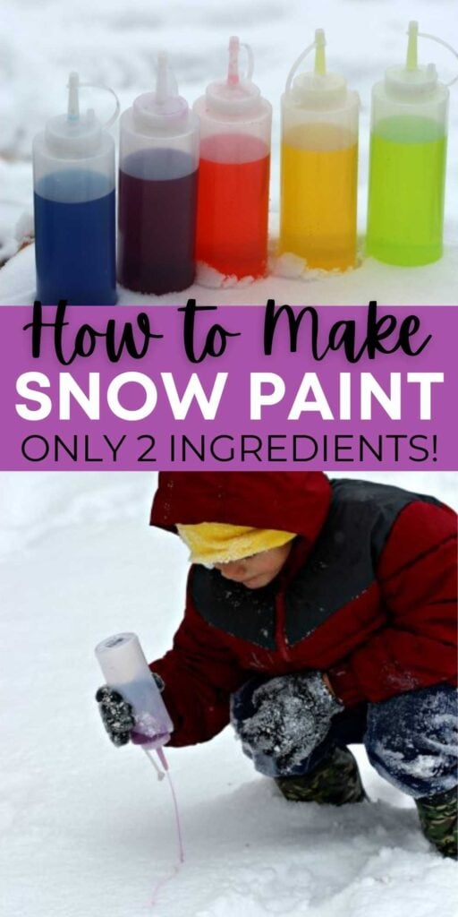 Looking for winter activities for kids? Learn How to make Snow Paint - Snow painting is fun. This is our favorite winter activities for toddlers and it’s easy to make with just 2 ingredients.  #onecrazymom #snowpaint #DIY #craftactivities 
