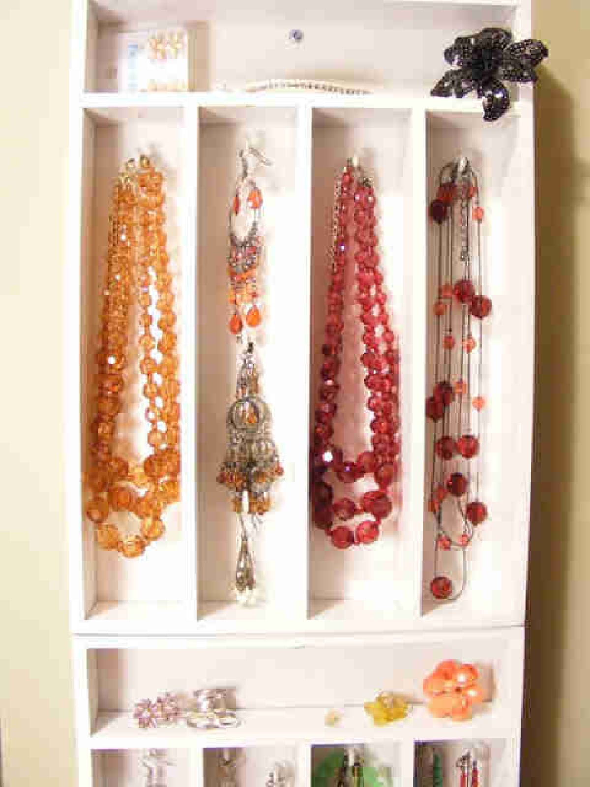 Hanging jewelry storage idea.