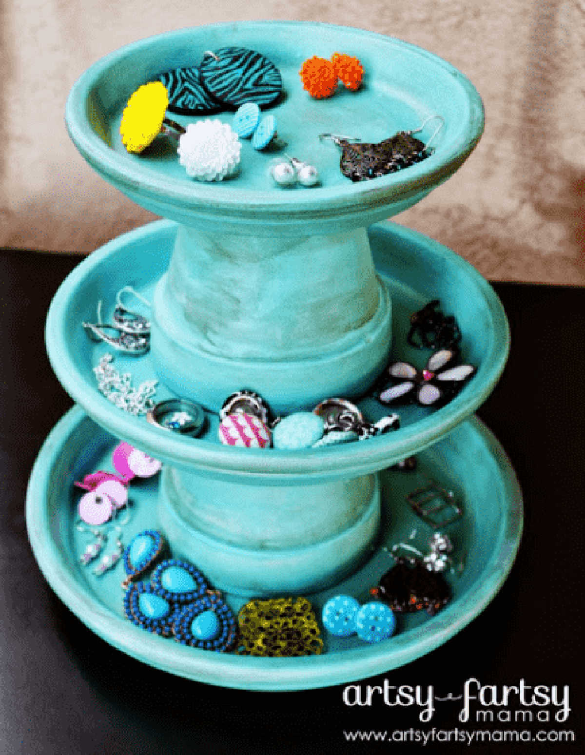 Terra Cotta plant jewelry stand.
