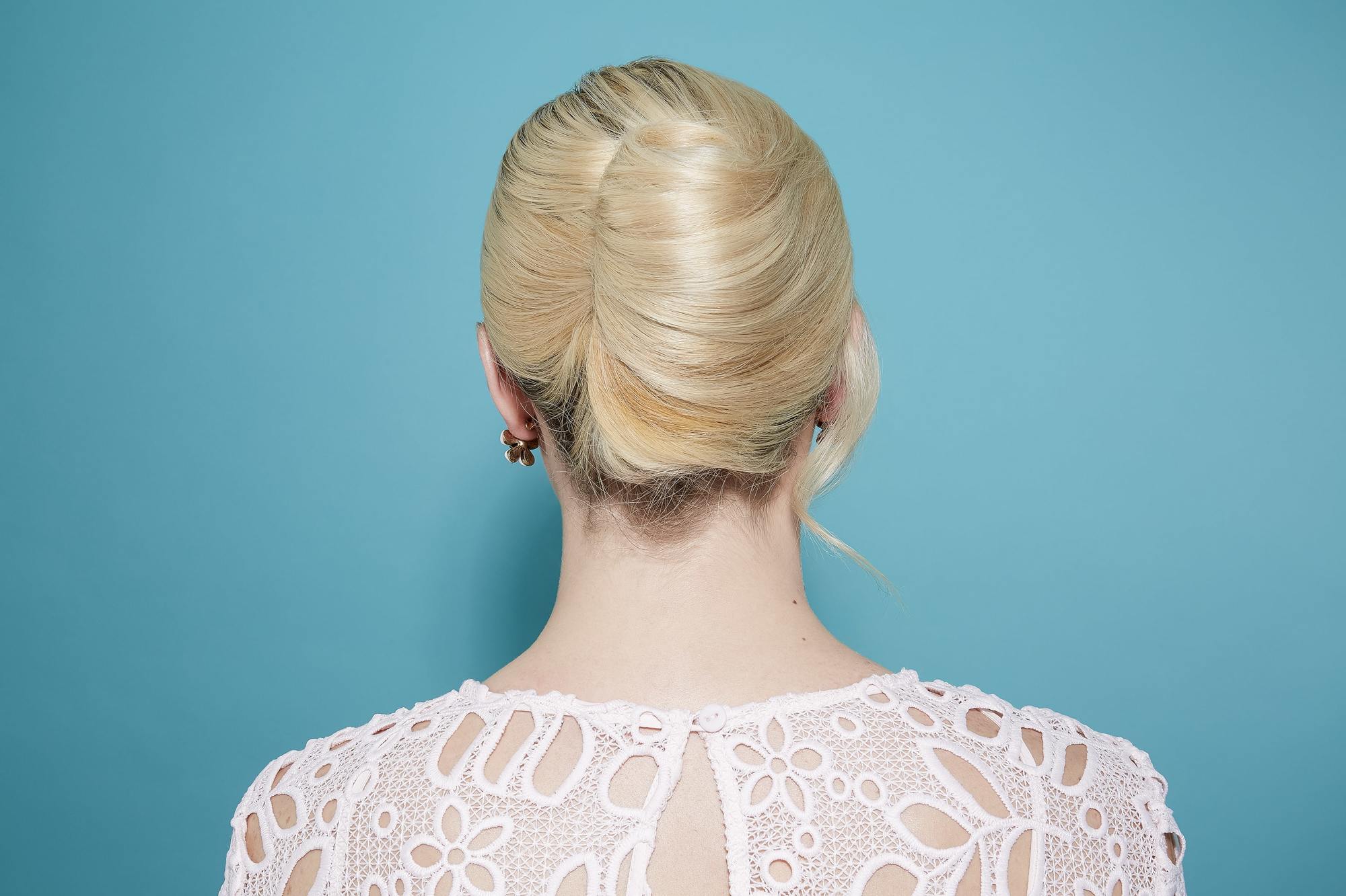 French twist updo on woman.